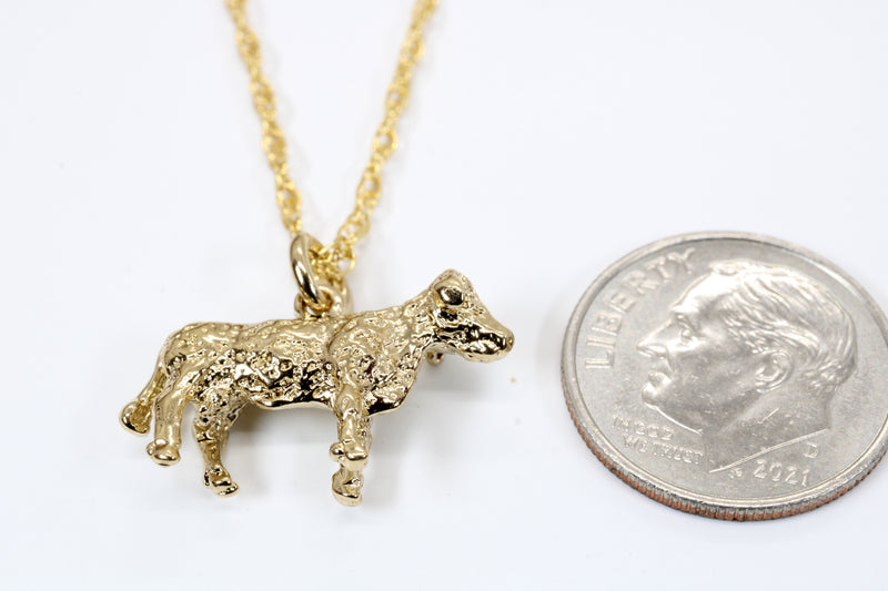 Hereford or Charolais Cow Necklace or Charm in 14kt gold vermeil