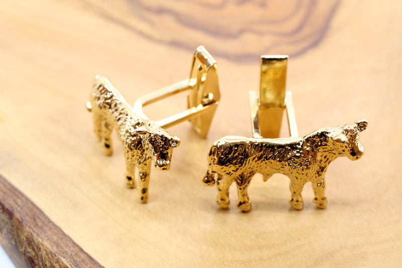 Gold Hereford Steer Cuff Links in 14kt Gold Vermeil for Him