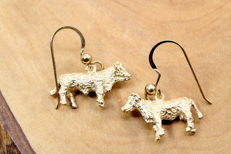 Prize Hereford Steer Earrings for her in 14kt Gold Vermeil