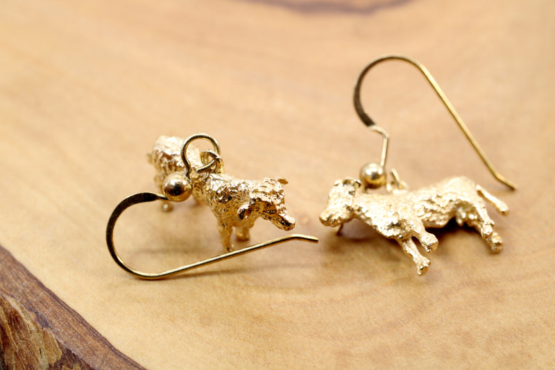 Prize Hereford Steer Earrings for her in 14kt Gold Vermeil