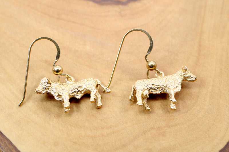 Prize Hereford Steer Earrings for her in 14kt Gold Vermeil