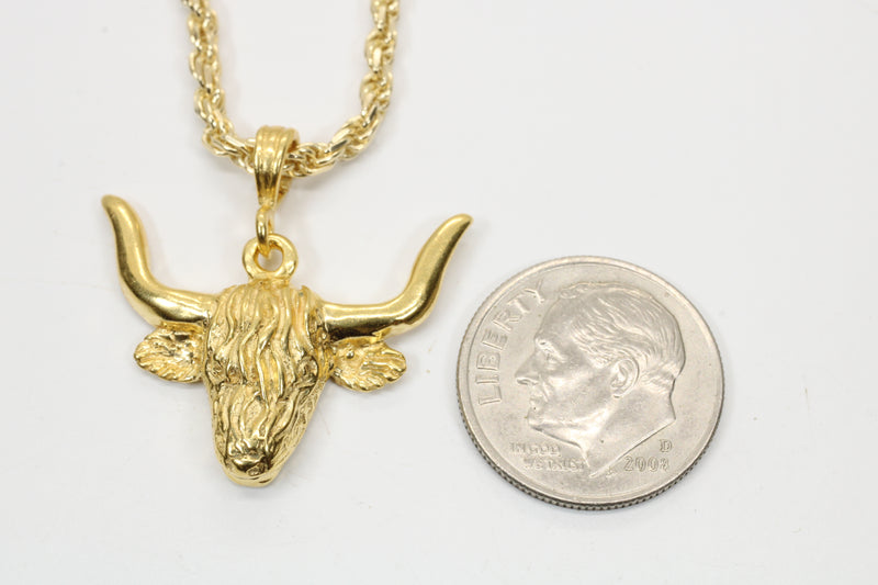 Gold Highland Cattle Necklace made in 14kt gold vermeil for Him or Her