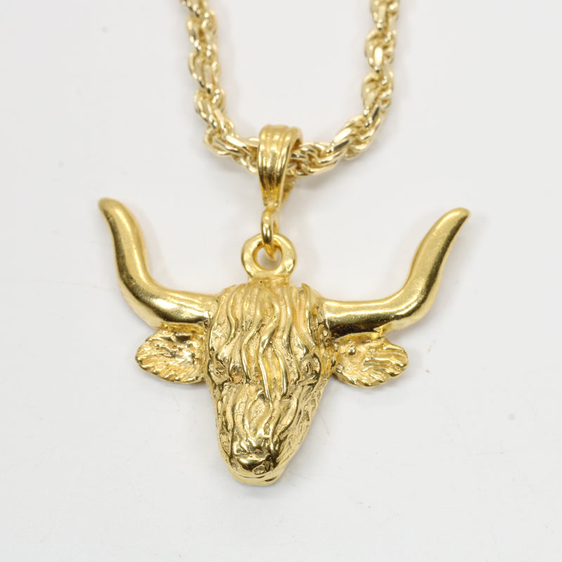 Gold Highland Cattle Necklace made in 14kt gold vermeil for Him or Her