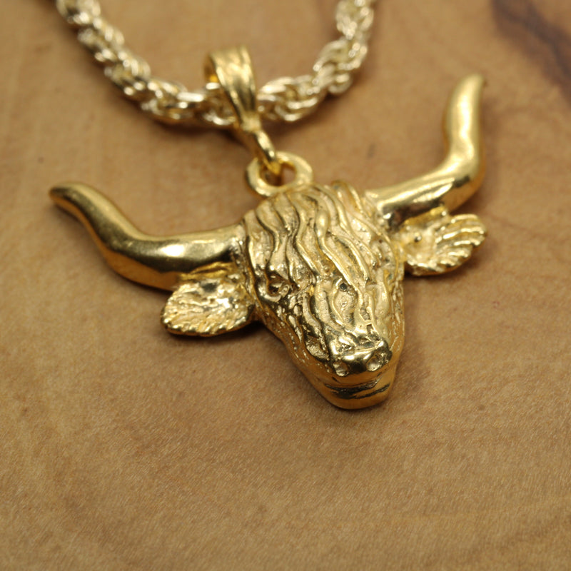 Gold Highland Cattle Necklace made in 14kt gold vermeil for Him or Her