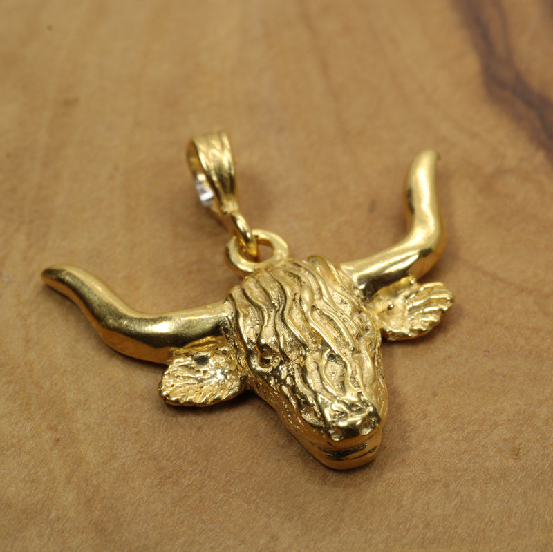 Gold Highland Cattle Necklace made in 14kt gold vermeil for Him or Her