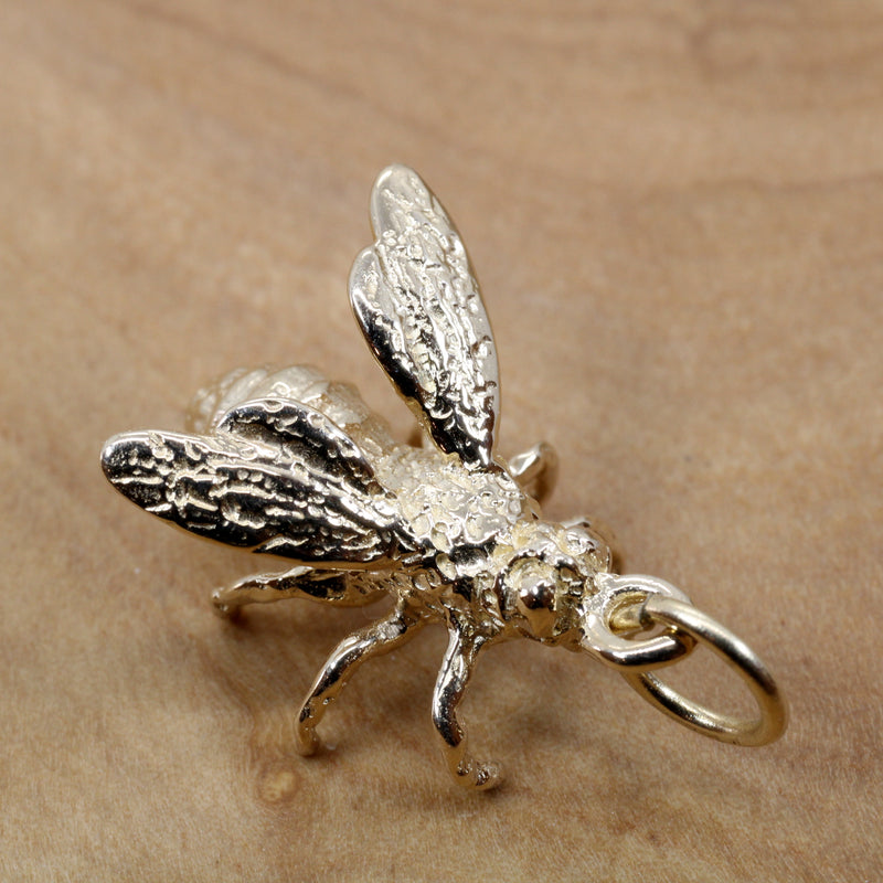 Honeybee Charm in Actual Size made in solid 14kt gold for a beekeeper