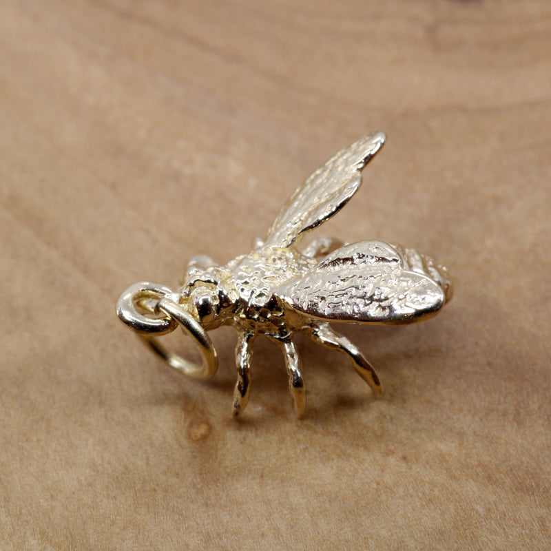 Honeybee Charm in Actual Size made in solid 14kt gold for a beekeeper