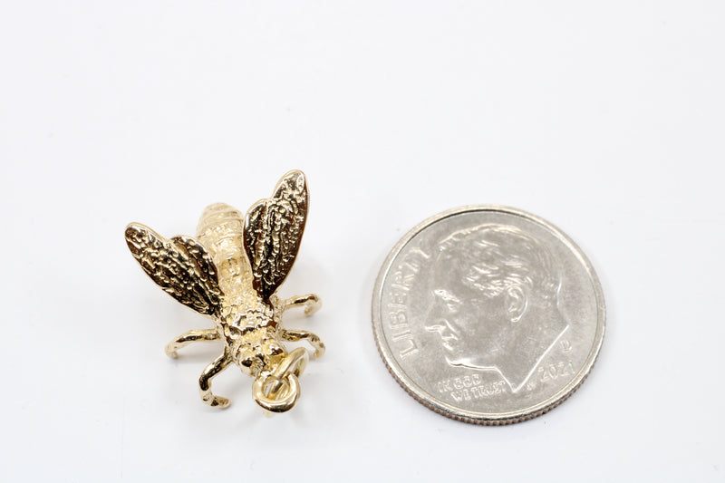 Honeybee Charm in Actual Size made in solid 14kt gold for a beekeeper