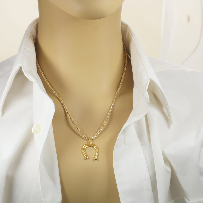 Gold Horseshoe Necklace for him or her made in gold vermeil
