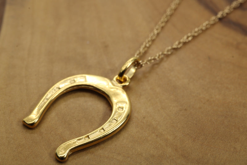 Gold Horseshoe Necklace for him or her made in gold vermeil