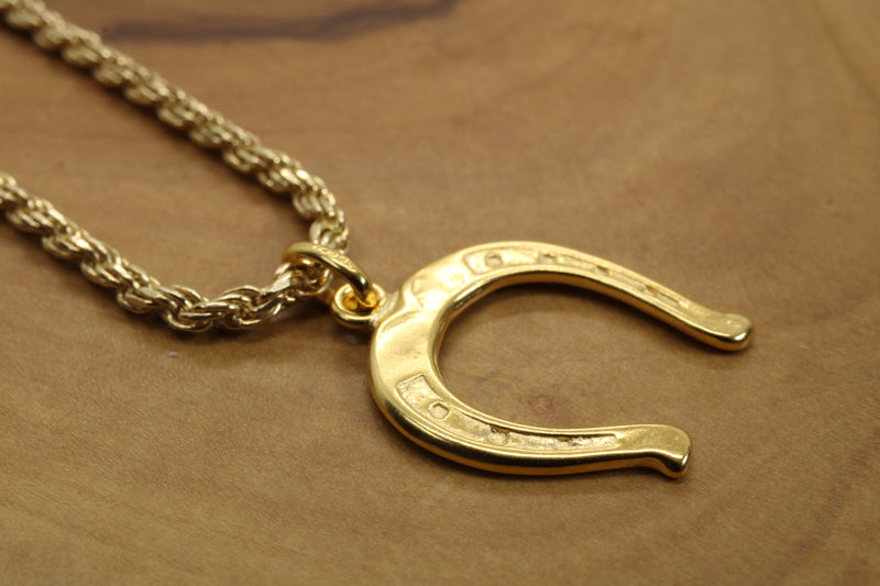 Gold Horseshoe Necklace for him or her made in gold vermeil