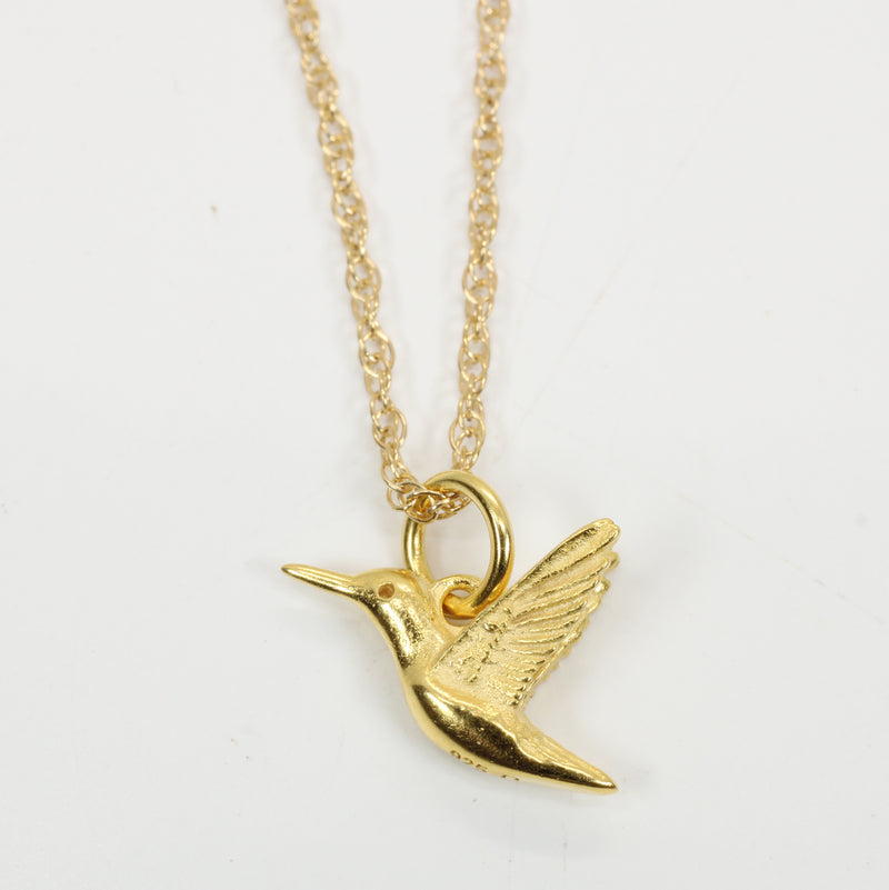 Small Gold Hummingbird Necklace for her made in gold vermeil