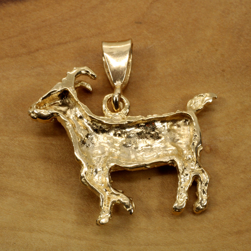 Large Gold G.O.A.T. goat Necklace made in solid 14kt gold for him or her