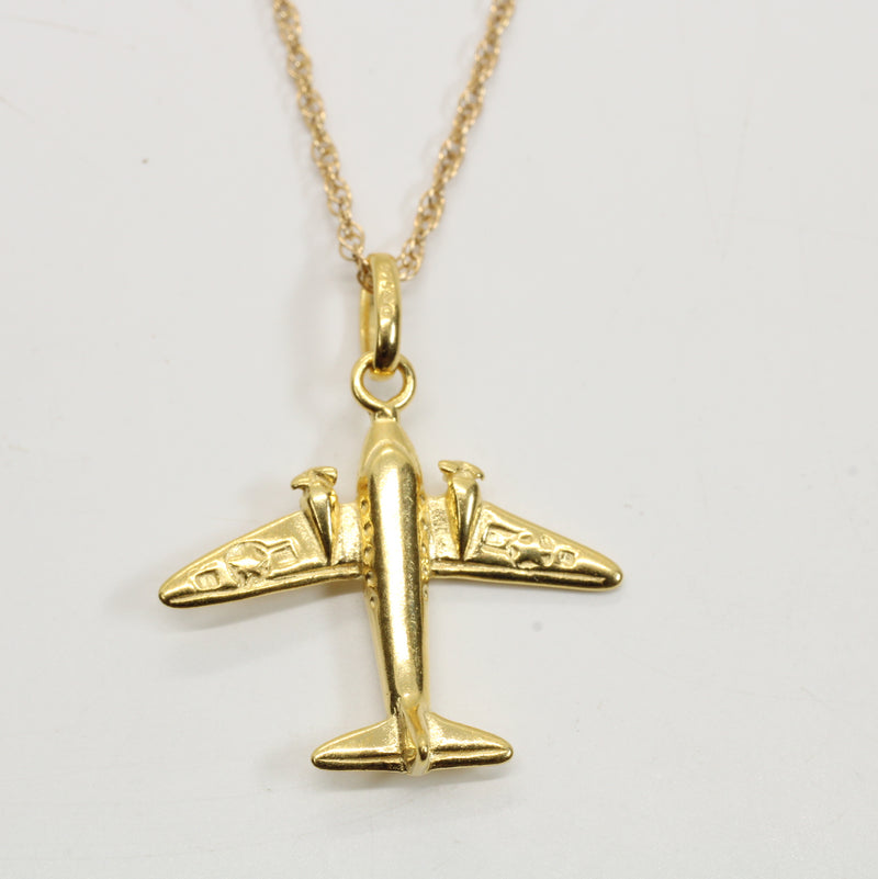 Gold Dual Prop Airplane Necklace for him or her made in gold vermeil