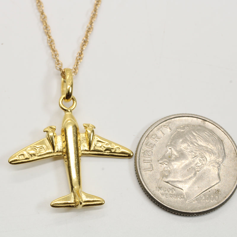 Gold Dual Prop Airplane Necklace for him or her made in gold vermeil