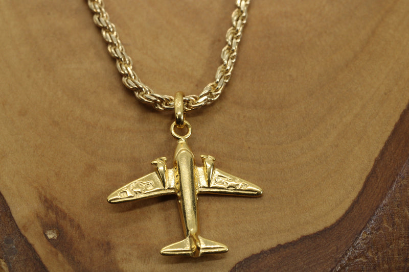 Gold Dual Prop Airplane Necklace for him or her made in gold vermeil