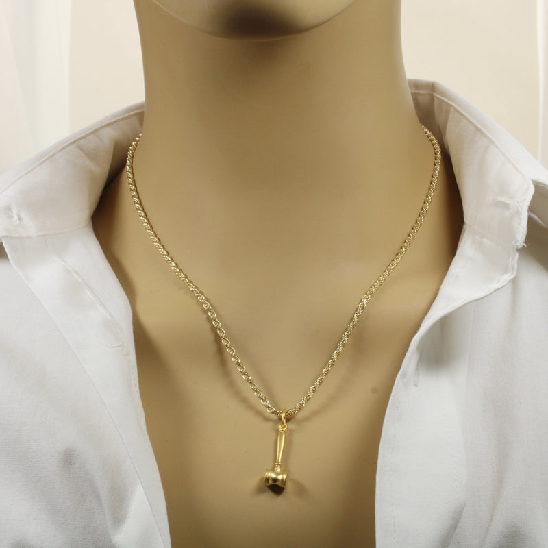 Gold Court Gavel Necklace for him or her made in 14kt gold vermeil
