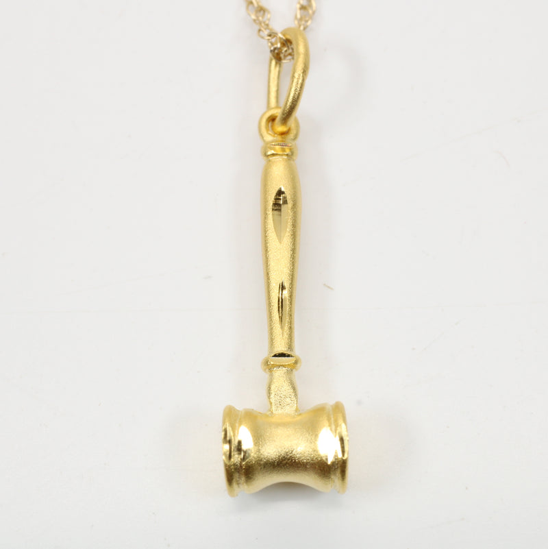 Gold Court Gavel Necklace for him or her made in 14kt gold vermeil