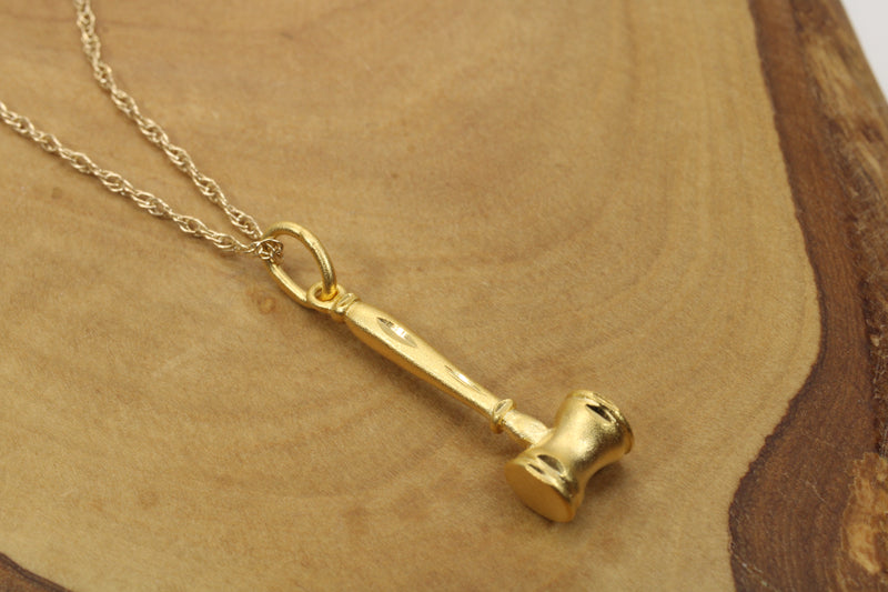 Gold Court Gavel Necklace for him or her made in 14kt gold vermeil
