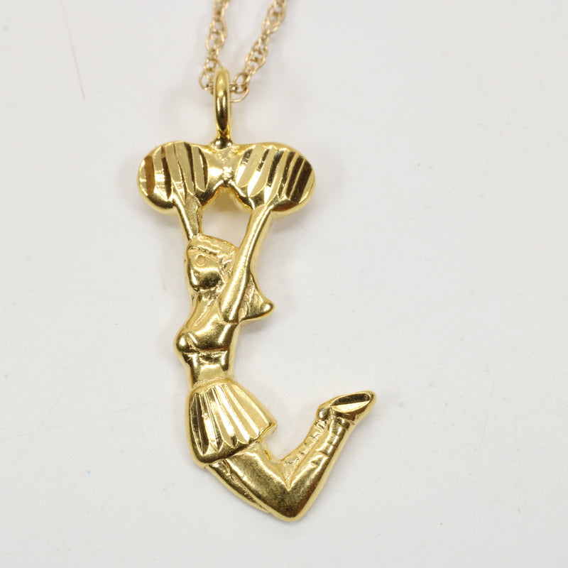 Gold Jumping Cheerleader necklace or charm made in 14kt gold Vermeil