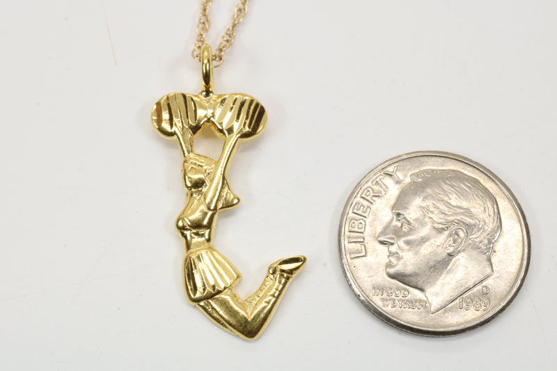 Gold Jumping Cheerleader necklace or charm made in 14kt gold Vermeil