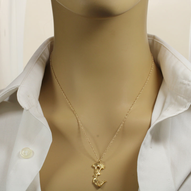 Gold Jumping Cheerleader necklace or charm made in 14kt gold Vermeil