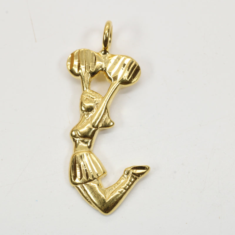 Gold Jumping Cheerleader necklace or charm made in 14kt gold Vermeil