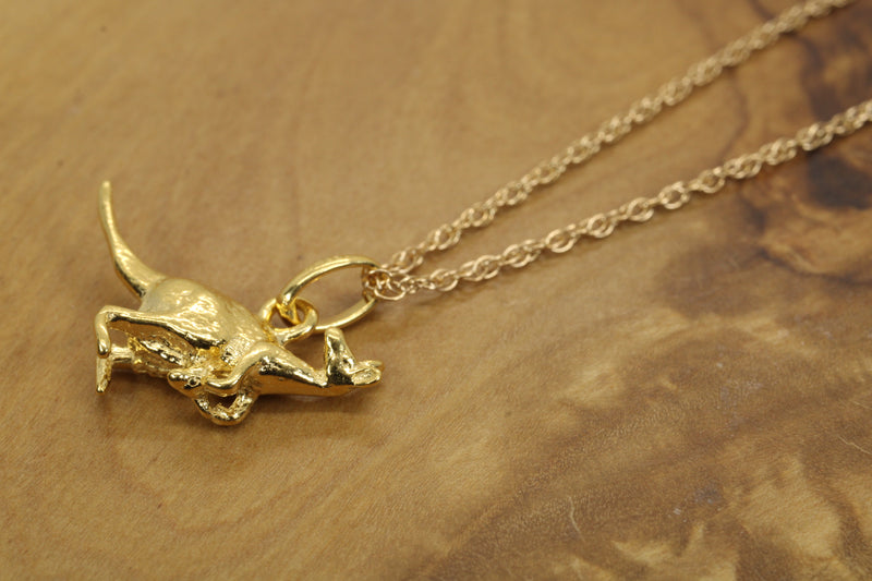 Gold Kangaroo Necklace for him or her made in gold vermeil
