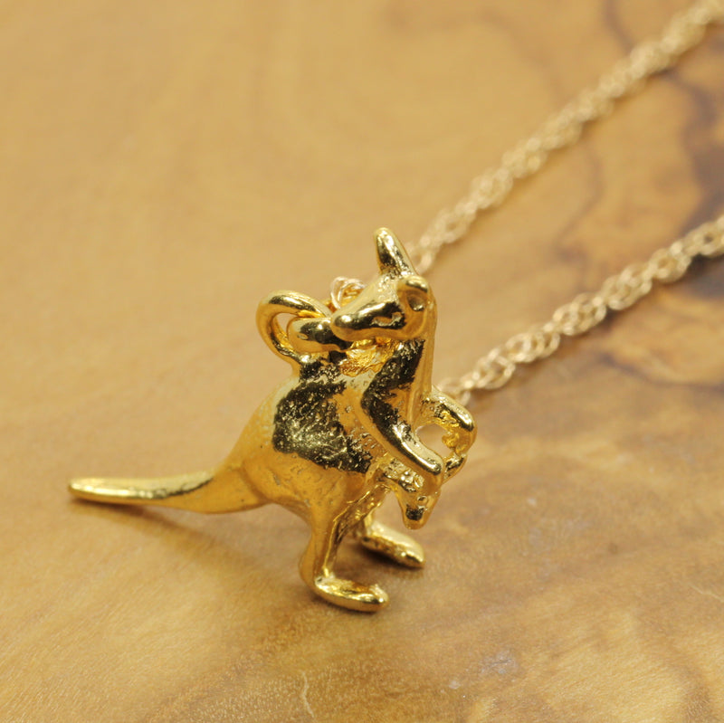 Gold Kangaroo Necklace for him or her made in gold vermeil