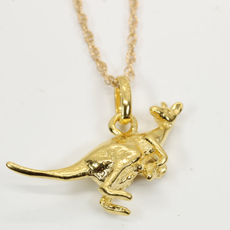 Gold Kangaroo Necklace for him or her made in gold vermeil