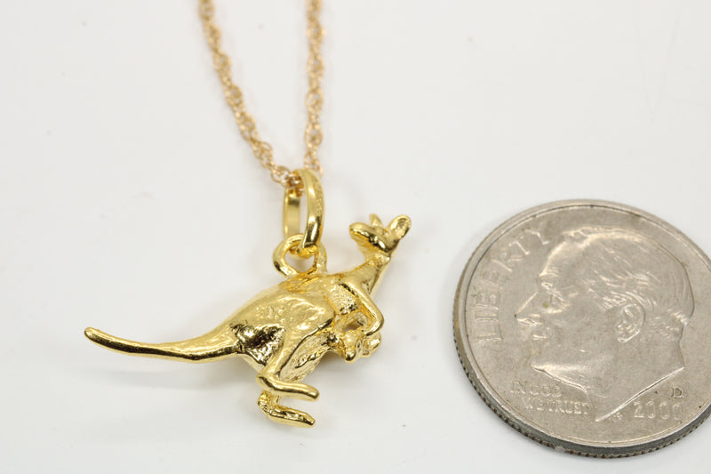 Gold Kangaroo Necklace for him or her made in gold vermeil