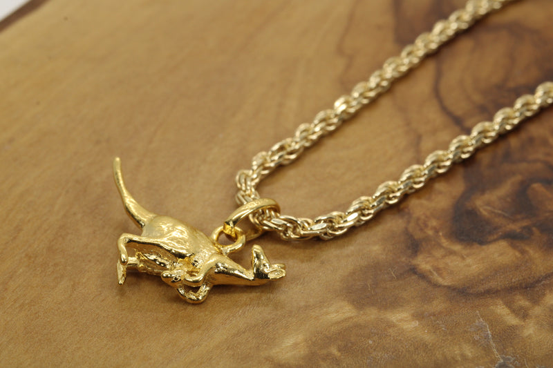 Gold Kangaroo Necklace for him or her made in gold vermeil