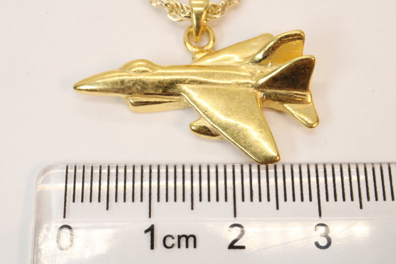 Large-Size Gold Fighter Jet Necklace made in 14kt Gold Vermeil For Him