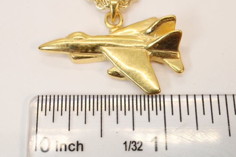 Large-Size Gold Fighter Jet Necklace made in 14kt Gold Vermeil For Him