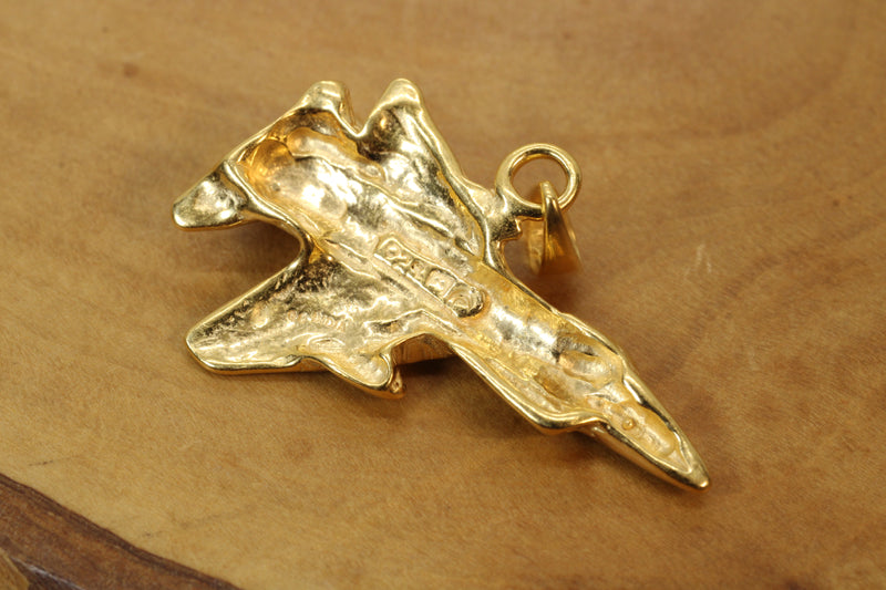Large-Size Gold Fighter Jet Necklace made in 14kt Gold Vermeil For Him