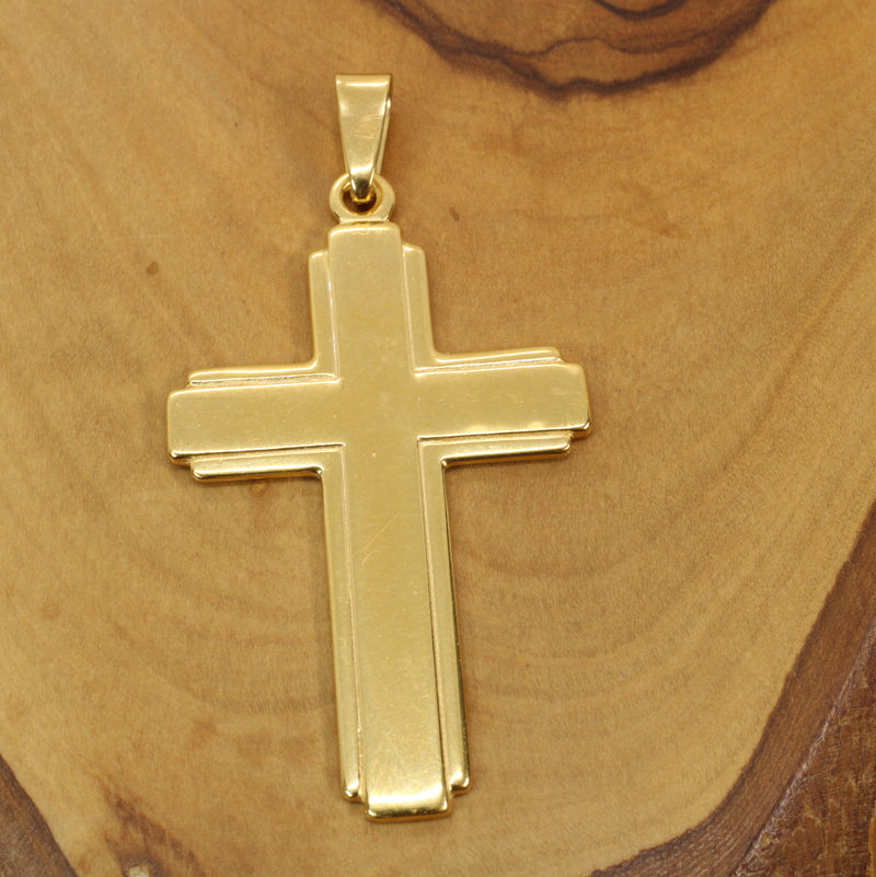 Giant Gold Cross Necklace for him or her made in 14kt gold vermeil