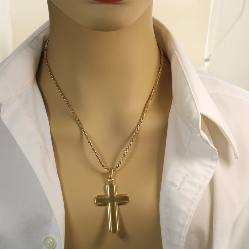 Giant Gold Cross Necklace for him or her made in 14kt gold vermeil