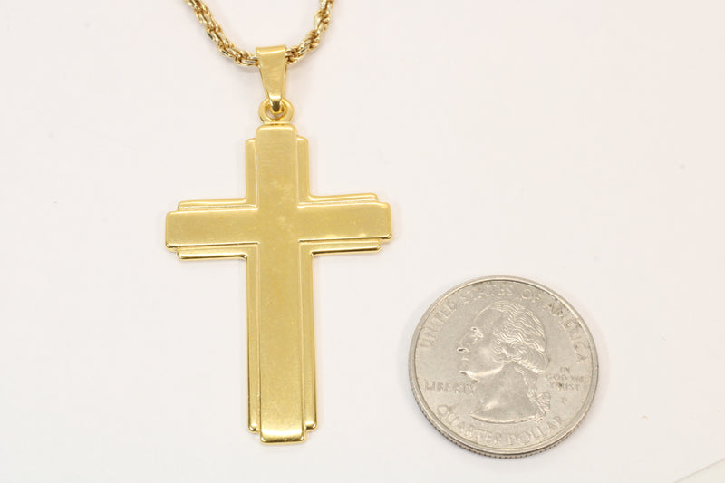 Giant Gold Cross Necklace for him or her made in 14kt gold vermeil