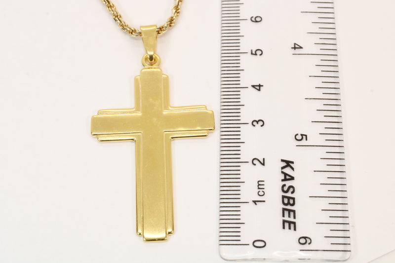 Giant Gold Cross Necklace for him or her made in 14kt gold vermeil