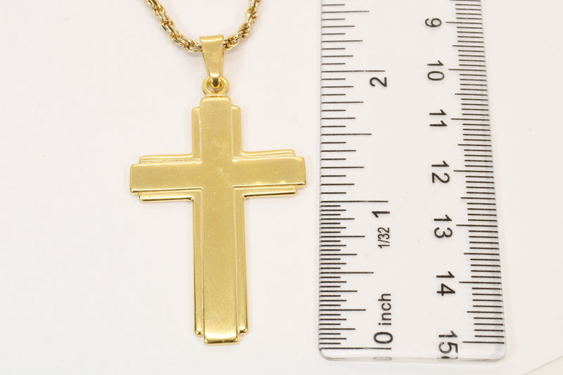 Giant Gold Cross Necklace for him or her made in 14kt gold vermeil