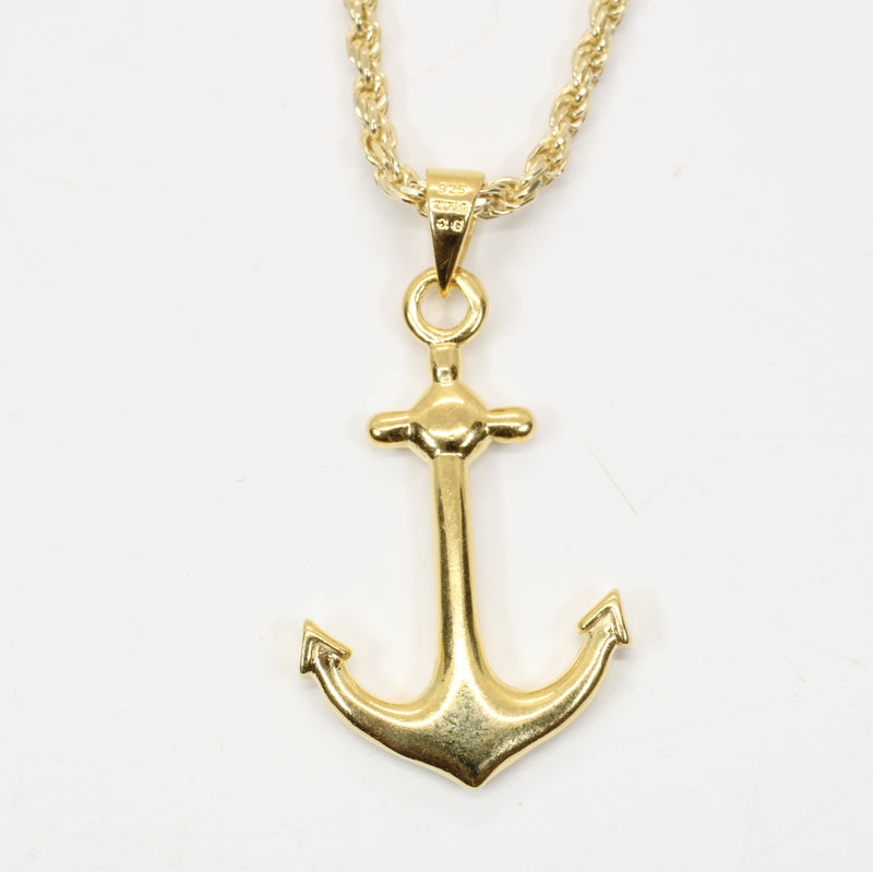 Large Gold Anchor Necklace for him or her made in 14kt gold vermeil