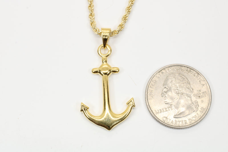 Large Gold Anchor Necklace for him or her made in 14kt gold vermeil