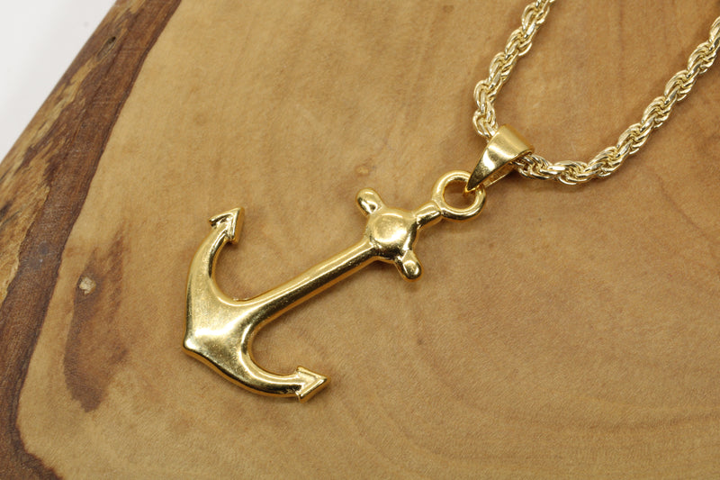 Large Gold Anchor Necklace for him or her made in 14kt gold vermeil