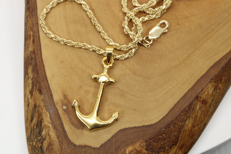 Large Gold Anchor Necklace for him or her made in 14kt gold vermeil