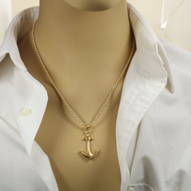 Large Gold Anchor Necklace for him or her made in 14kt gold vermeil