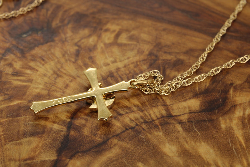 Gold Cross with a Silver Dove Necklace in a medium size made in Gold Vermeil