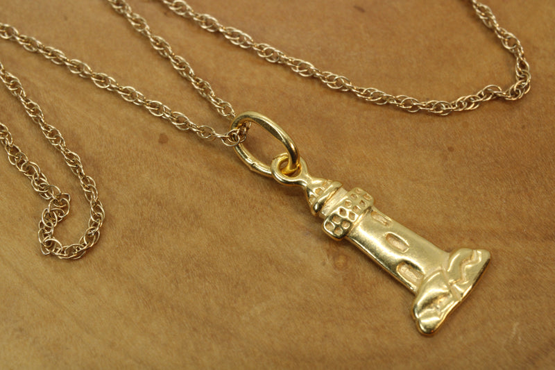 Gold Historic Lighthouse Necklace for him or her made in 14kt gold vermeil