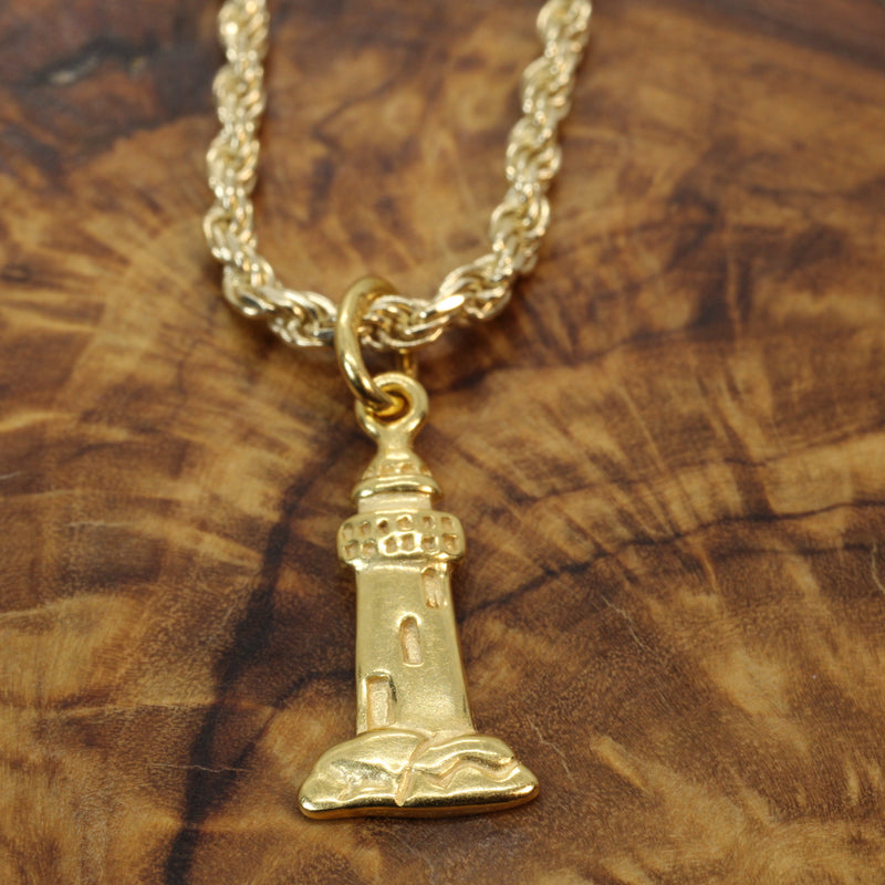 Gold Historic Lighthouse Necklace for him or her made in 14kt gold vermeil
