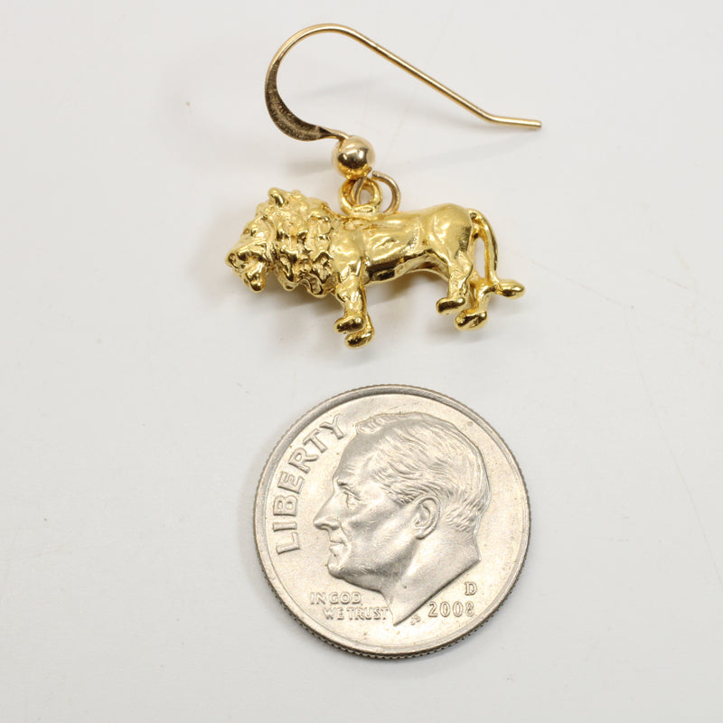14kt Gold Vermeil Male Lion Dangle Earrings