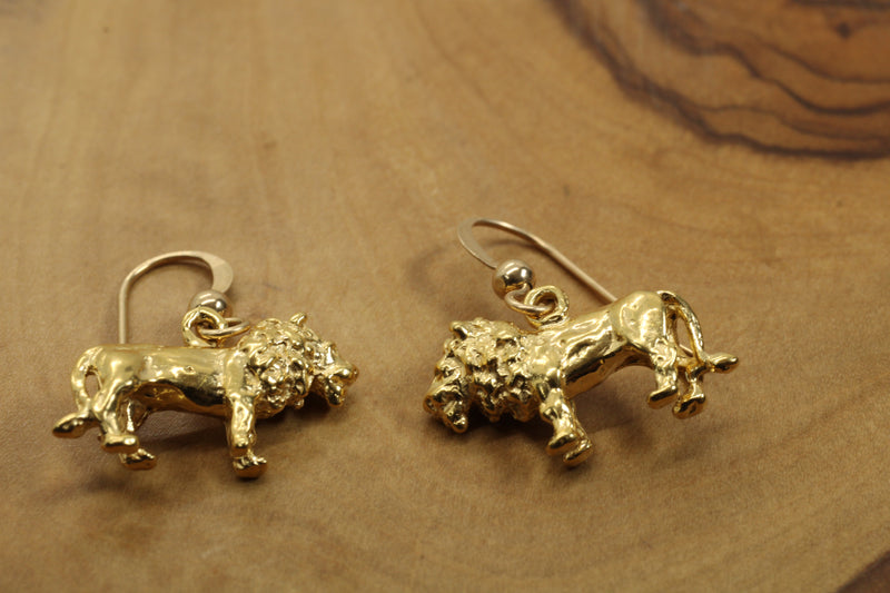 14kt Gold Vermeil Male Lion Dangle Earrings